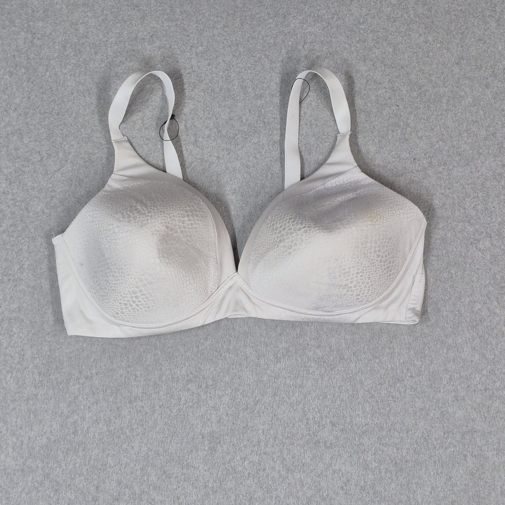 Warners Women Bra 40D White Geometric T Shirt Lightly Lined Wireless Strap